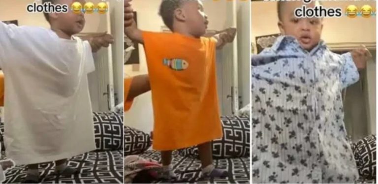 “They will grow together” – Nigerian grandmother buys oversized clothes for grandson (Video)