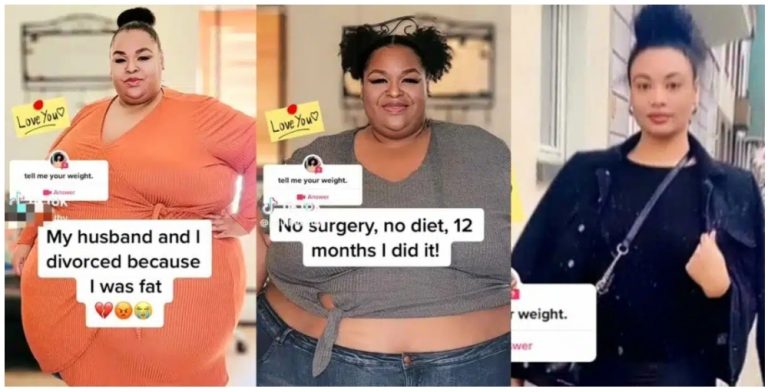 “My husband divorced me because I was fat” – Lady shares jaw-dropping transformation (Video)