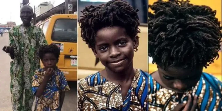 “This broke my heart” – Nigerians react to video of cheerful and cute beggar boy with his blind father