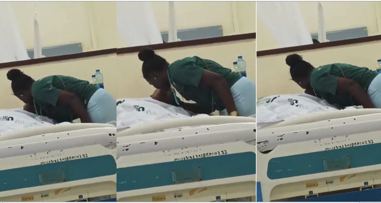 Nigerian nurse caught on tape kissing male patient in hospital bed (Watch video)