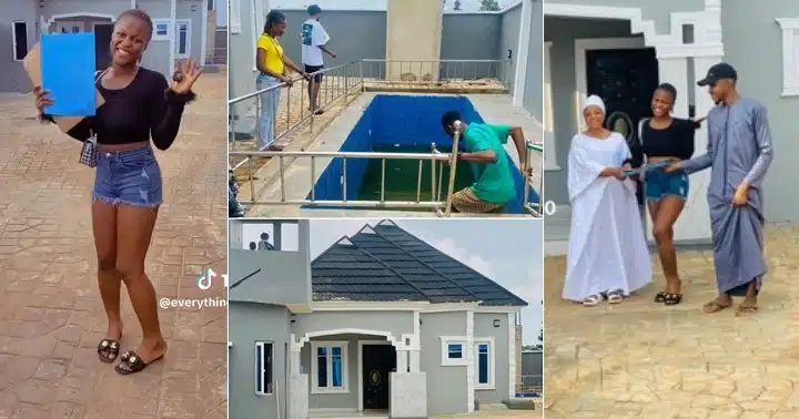 “Latest landlady” – 20-year-old girl builds luxury house with swimming pool (Video)