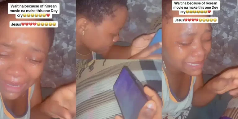 “If you see wetin this boy do for this girl” – Lady says as she bursts into tears over emotional Korean movie scene