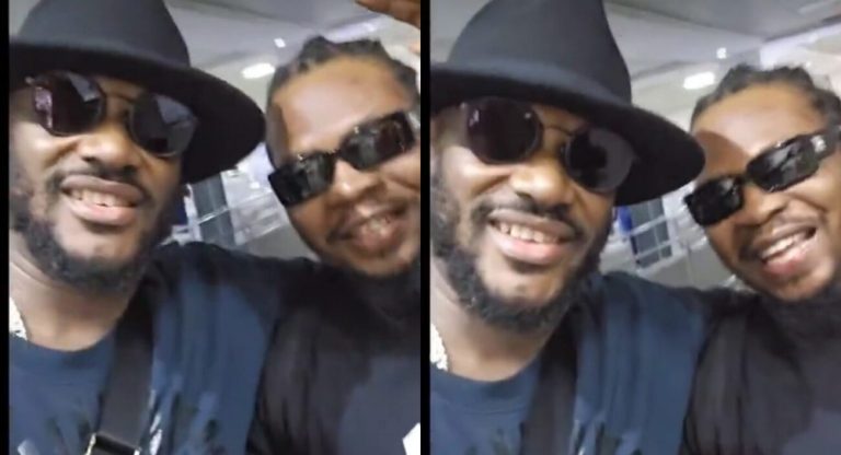 “In the presence of greatness” – 2baba hails Olamide as they link up, crowns him the new ‘African Giant’ (Video)