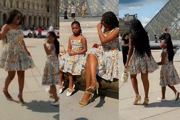 Sophia Momodu and daughter, Imade melt hearts as they rock matching outfits in Paris (Video)