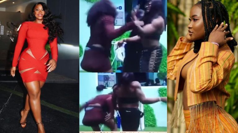 Watch the funny moment Cross and Ike recreate CeeC and Ilebaye’s fight (Video)