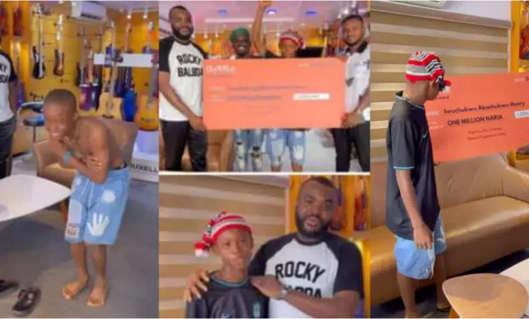 Egg hawker takes off his shirt in excitement as man gifts him N1 million (Video)