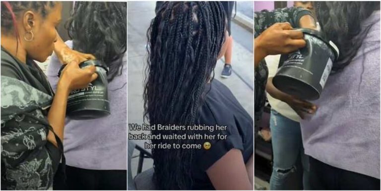 “We were all terrified” – Reactions as pregnant woman go into labor while braiding hair (Video)