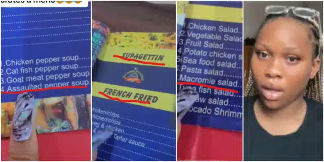 Lady spots funny spelling mistakes in restaurant’s menu, Nigerians reacts (Video)