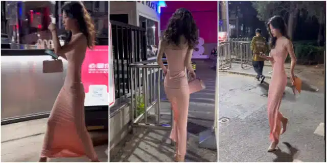 ‘May God protect you from the wind’” – Lady with very slim stature stirs reaction as she speeds through the street (Video)