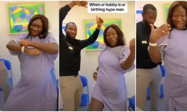 “I bless God each day for blessing me with you” – Heavily pregnant woman appreciates husband as they scatter dance floor at hospital (Video)