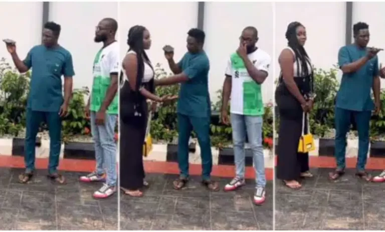 “She’s super intelligent” – Reaction as lady tackles man as he asks her to wash off her heavy makeup on first date (Video)