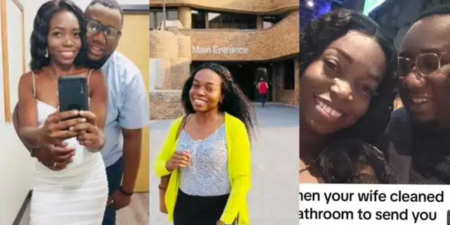 Man becomes bank manager, sends wife to school after she worked as cleaner to send him to Canada to study (Video)