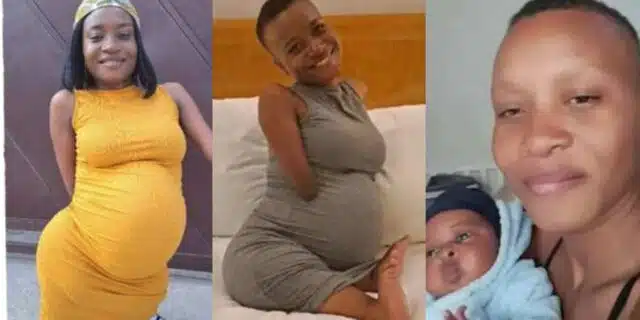 “Wow! We thank God for your precious gift” – Reaction as physically challenged woman shows off her baby