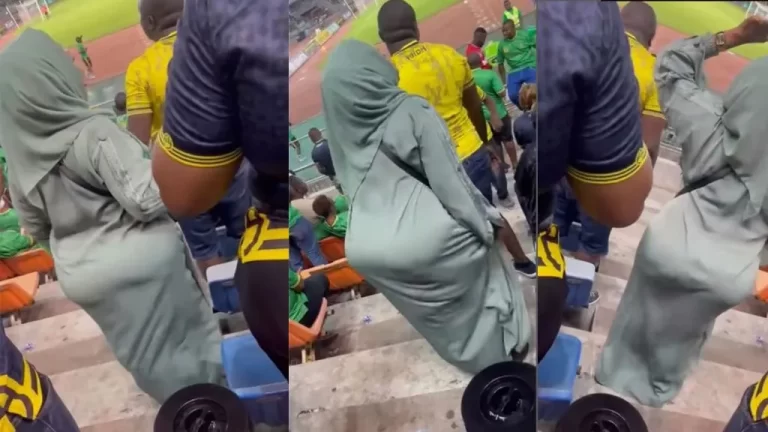 “She is a distraction” – Video of highly endowed female fan at recent Super Eagles match causes stir online (Watch)