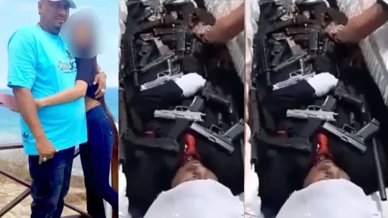 Video trends as drug cartel baron is buried with plenty machine guns to protect himself in the afterlife (Watch)