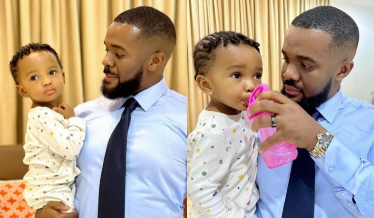 “This man gave birth to the female version himself” – Williams Uchemba gets many talking over the striking resemblance between him and his daughter