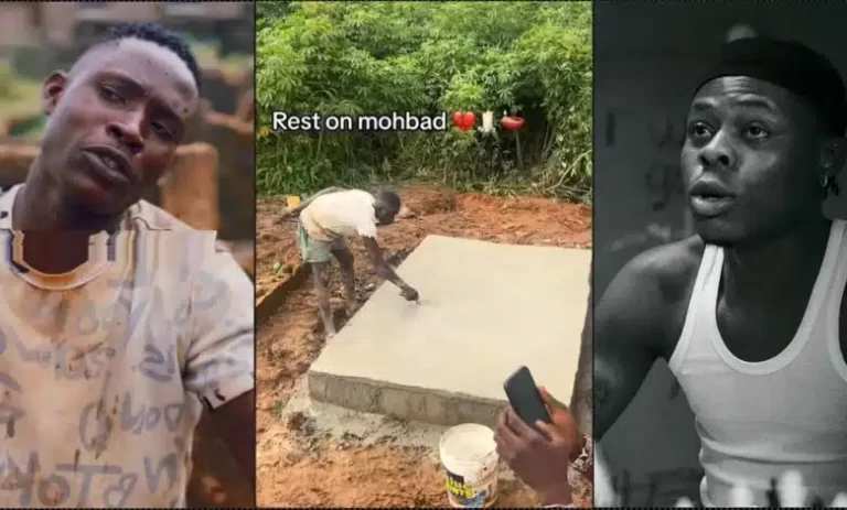 “I no believe say na me go do am” — Bricklayer celebrates being responsible for constructing Mohbad’s grave (Video)