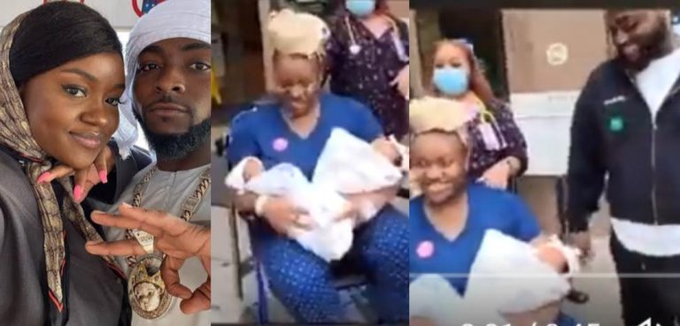 Congratulations pour in as Davido and wife, Chioma step out with newborn twins