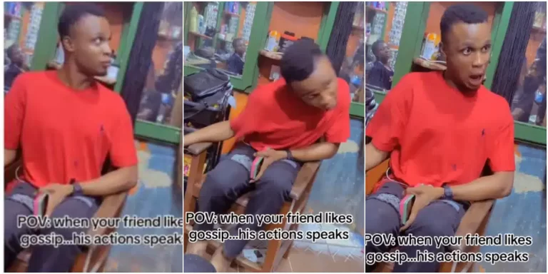 “I no fit marry this type of man, my secrets go finish outside” – Video of man gossiping in a salon causes buzz online (Video)