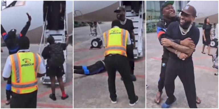 “See person lovely husband dey lie down for ground” – Mixed feelings trail Israel’s reaction as Davido touches down Lagos