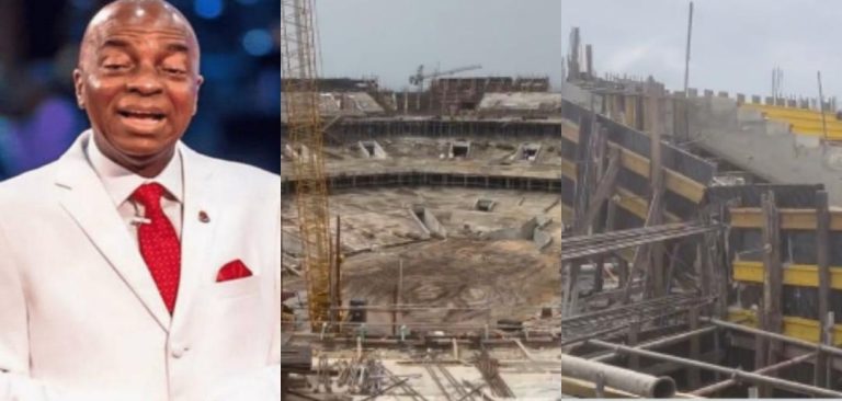 “He should have built factories” – Fans react to Bishop Oyedepo’s new Winners Chapel Auditorium under construction (Video)