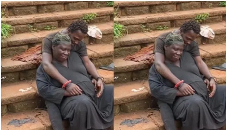 “They are so crazy in love” – Mad couple tensions single people as they display affection on road (Video)