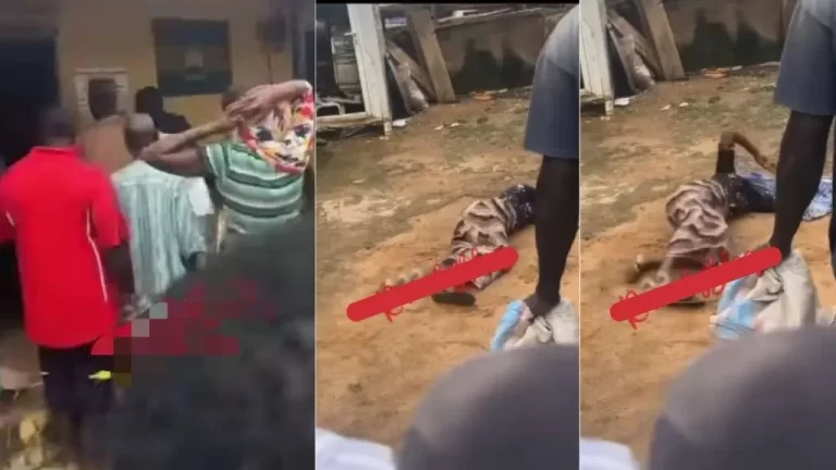 Wife collapses on ground, cries uncontrollably after someone reportedly steals husband’s manhood (Video)