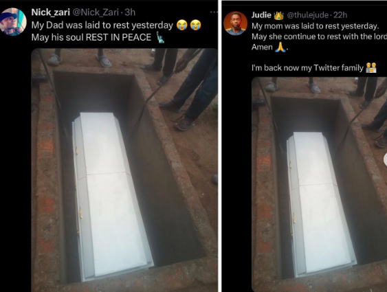 Double Wahala for d€adbody as two twitter users claim ownership of a graveside photo