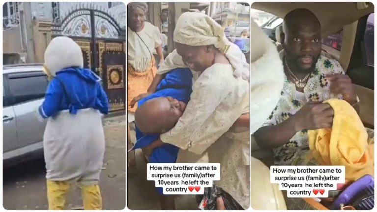 Nigerian man returns home after 10 years abroad surprises family in a tearful emotional moment