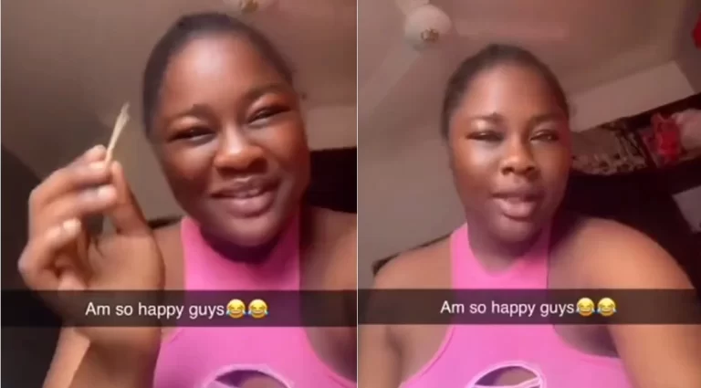 Nigerian lady celebrates first time smoking weed (Video)