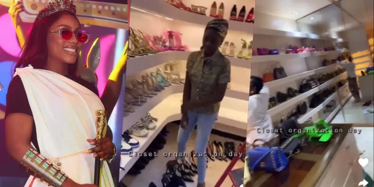 “Na boutique?” – Mercy Eke causes buzz as she shows off her shoe and bag closet