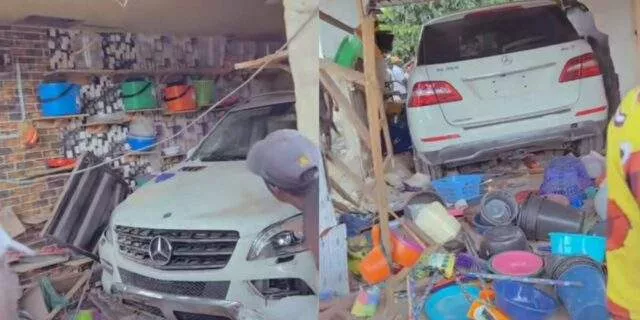 Man rams into shop with new Benz barely 24 hours after purchase (Video)