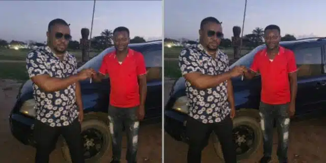 Reaction as Nigerian man surprises his university classmate with car after 5 years