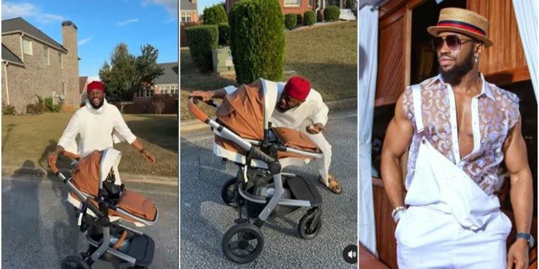 ”The kind of joy children bring, for everyone may heavens open for your sake” – Stan Nze takes walk with newborn son, video melts hearts