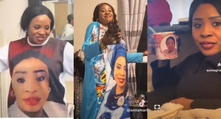 “My mother is so obsessed with herself” — Daughter says as she posts video of her mother rocking outfit with her face on it