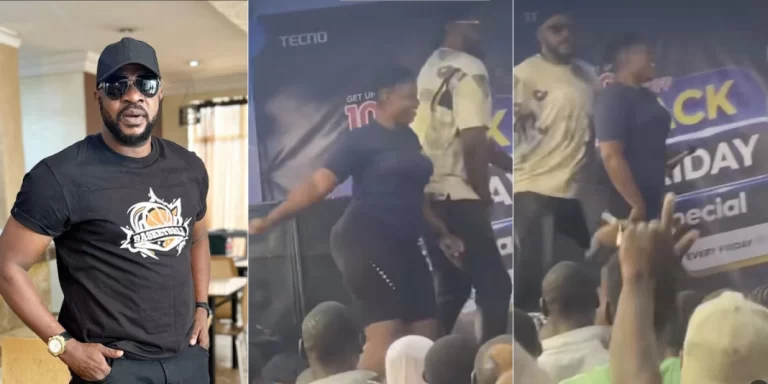 Actor Odunlade Adekola runs away from lady who tries to rock him in an event (Video)