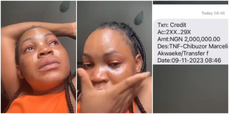 “I tap into your grace, rich man pikin no fit relate” – Lady overjoyed, cries a river as she receives unexpected credit alert of N2 million