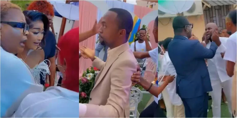 Drama at wedding ceremony as bride’s second boyfriend storms event to disrupt it (Video)