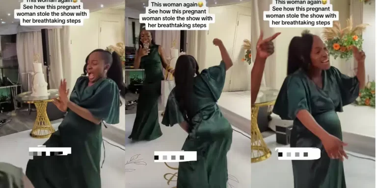 “‎I really enjoy her vibes, Safe delivery when the time reach” – Pregnant woman lights up wedding party, scatters dance floor with breathtaking dance