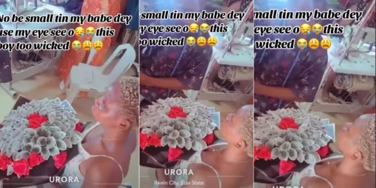 “Leave me alone” – Man rejects bouquet of money from girlfriend as he dump her in Edo state (Video)