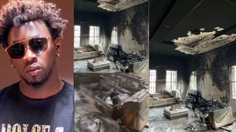 “This is sad, please always off electricity in the house when going out” – Reactions as fire guts singer Orezi house in Lagos worth N300M (Video)