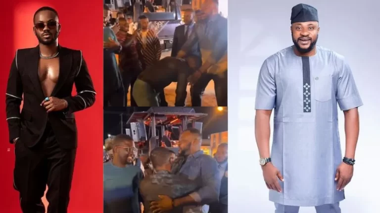 “This guy is so humble” – Reactions as singer Korede Bello prostrated to greet actor Odunlade Adekola at an event (Watch)