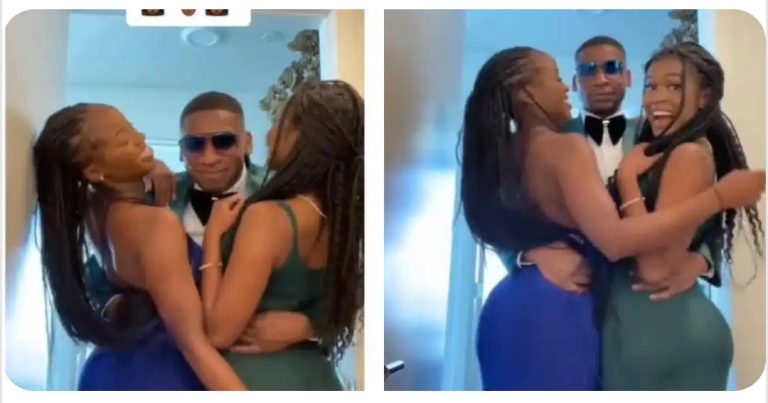 “E go still cheat on the two” — Reactions as young man shows off living with his two girlfriends