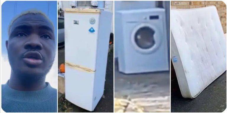 Man shares video of free fairly used household items he found on UK street; items cause buzz (Video)