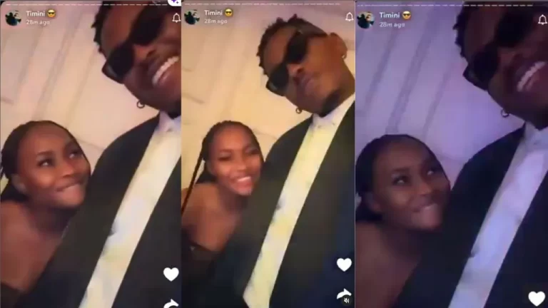 “She too like man” – Fans react over the naughty romantic look Ilebaye gives actor Timini at a recent event, video trends (Watch)