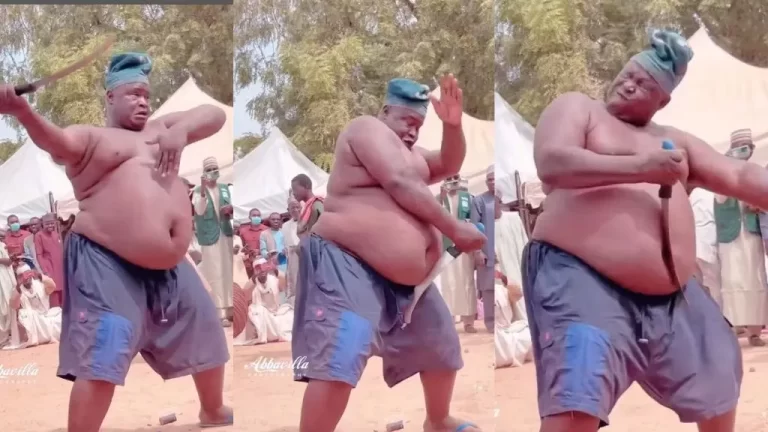 “Jazz is real oh” – Video trends as man continuously smashes his stomach with knife and it refuses to enter (Watch)