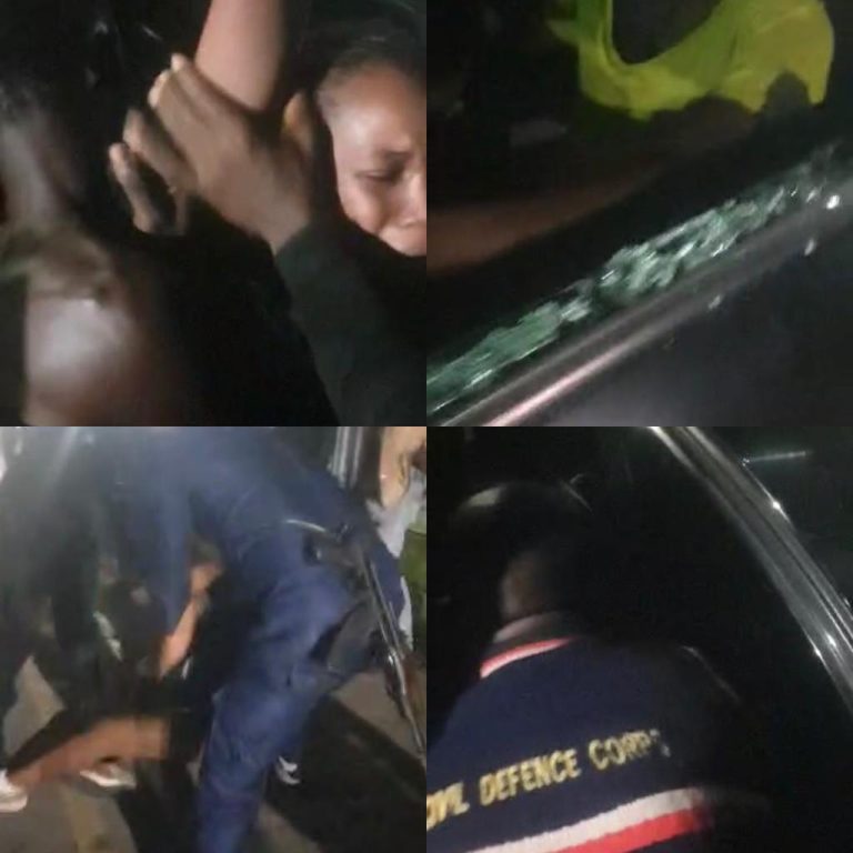 Lady allegedly destroys Uber driver’s car because of his faulty air conditioner, attacks security agents who came in to intervene (video)