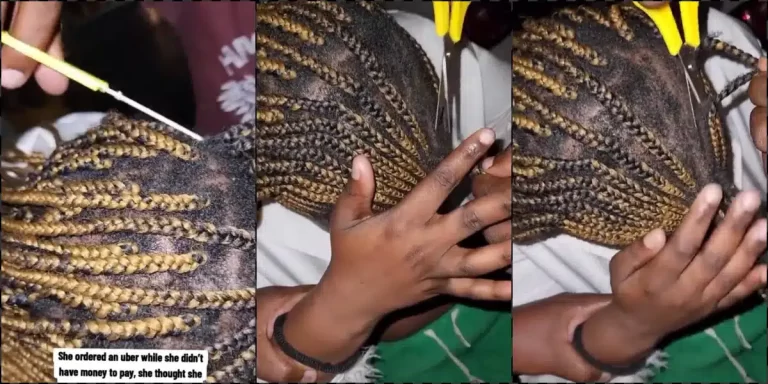 Driver cuts off braids of slay queen after booking ride without money