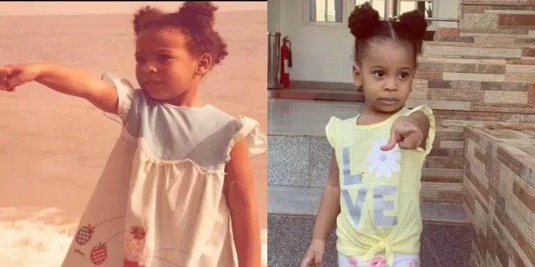 “I couldn’t tell the difference, God is truly the greatest ” — Netizens comment on resemblance as TBoss posts throwback photos of herself and pictures of her daughter currently