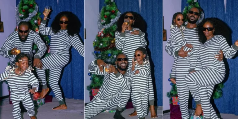 “This is giving gangster vibes” – Adekunle Gold and Simi share beautiful Christmas photos with daughter Deja, cause stir